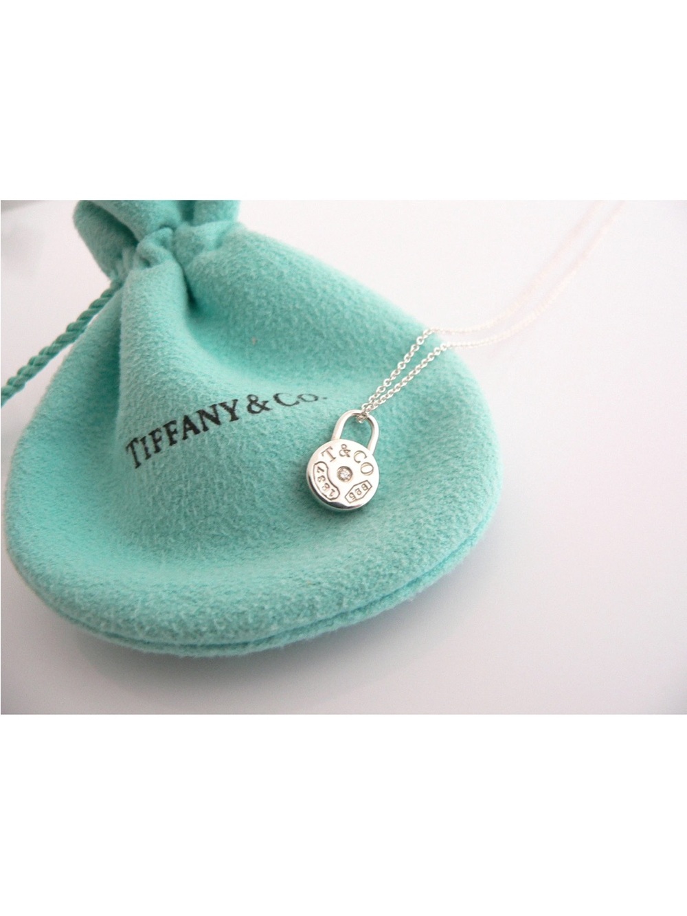 Tiffany & Co. Silver Padlock Pendant with Tiffany Blue Pouch